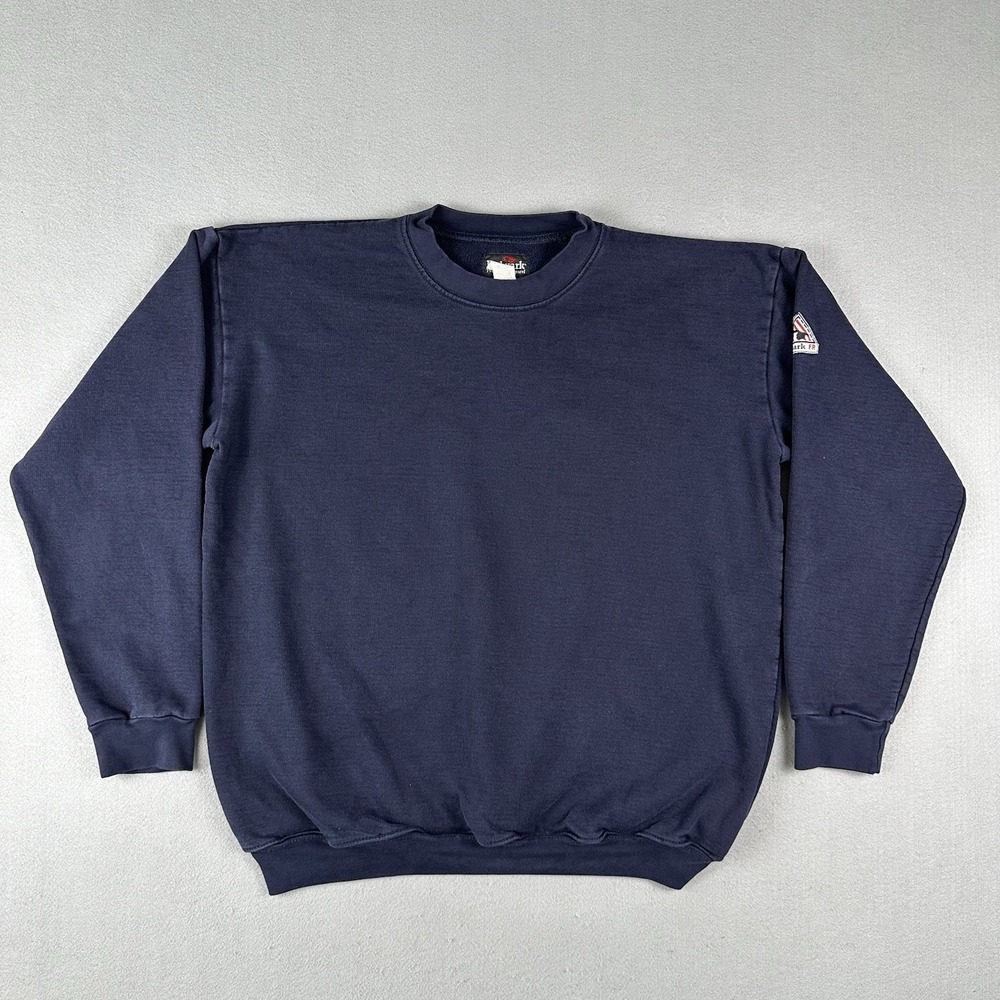 Bulwark FR Sweatshirt Men's Medium Navy Blue Flame Resistant Pullover Crew Neck